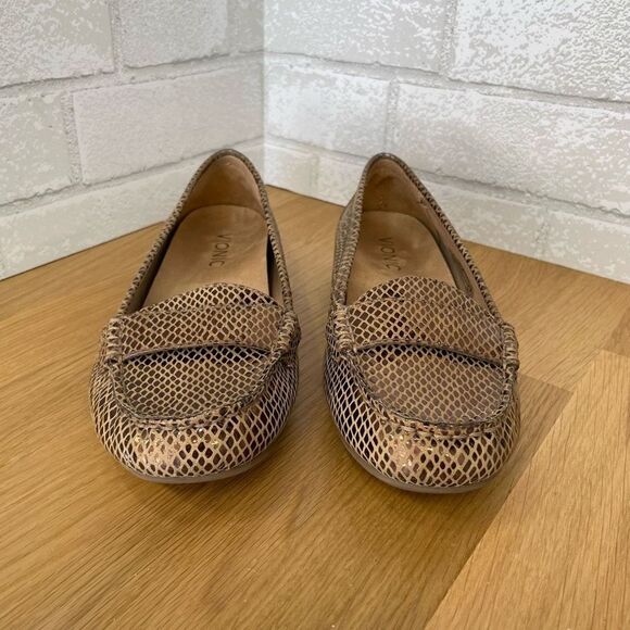 Vionic Larrun Loafer Womens Size 6 Gold Bronze Metallic Snake Slip On Shoe Comfo - Picture 2 of 12